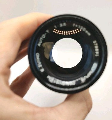 Vintage Olympus OM System E. Zuiko Auto-T 135mm f/3.5 Zoom Lens + Hood For 35mm Film SLR