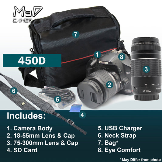 Canon EOS 450D Digital SLR + Long Lens Starter Set Bundle