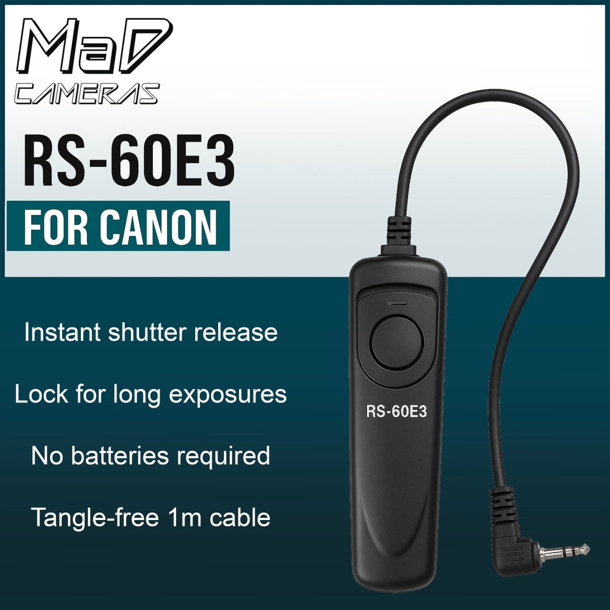 Canon RS60-E3 Remote Shutter Release for EOS 100D 200D 250D 2000D 550D 650D etc.