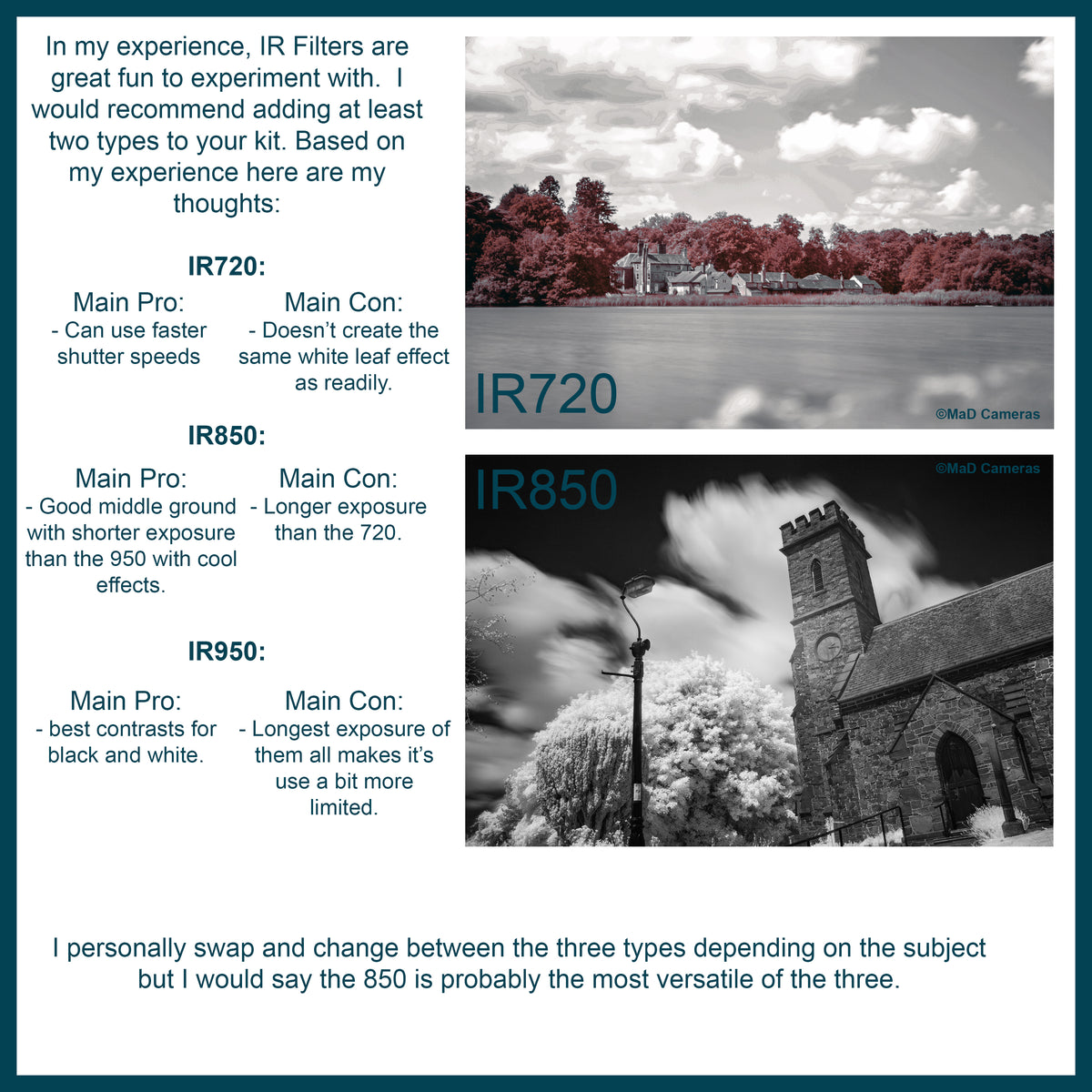 Infrared IR Camera Filters 720nm 850nm 950nm pass