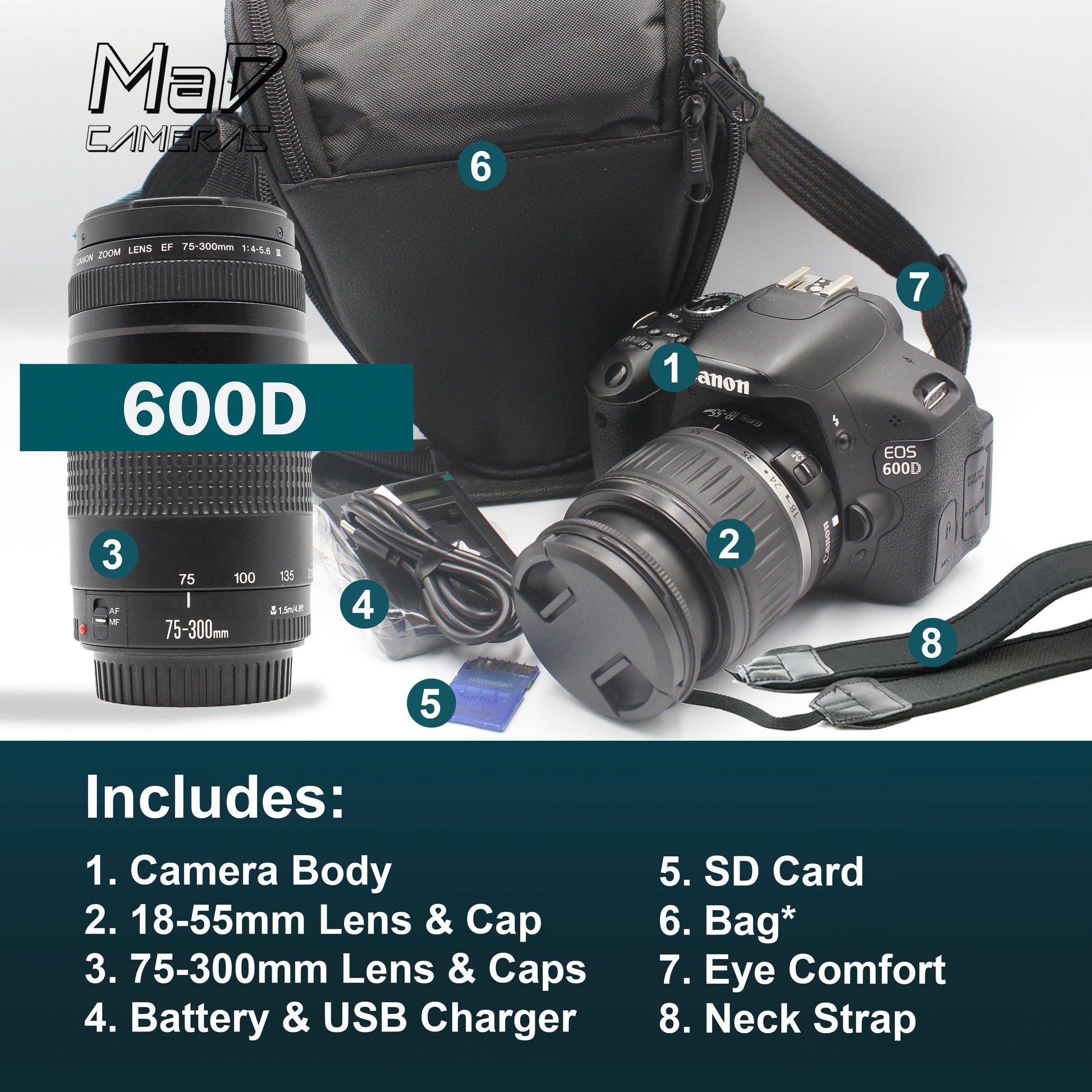 Canon EOS 600D Digital SLR Starter Set Bundle + Long Lens image 1