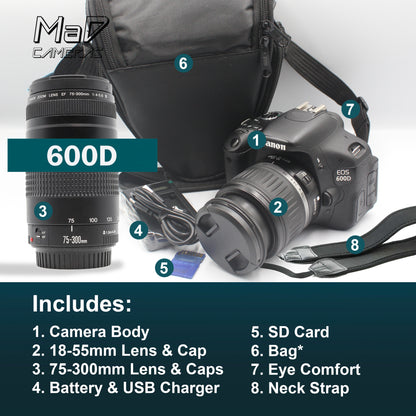 Canon EOS 600D Digital SLR Starter Set Bundle + Long Lens image 1