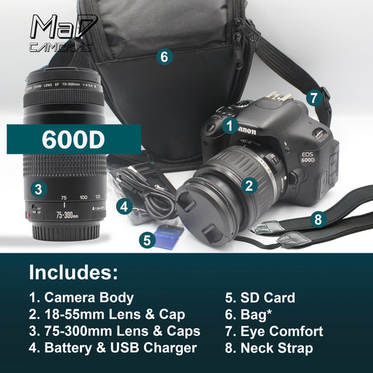 Canon EOS 600D Digital SLR Starter Set Bundle + Long Lens image 1