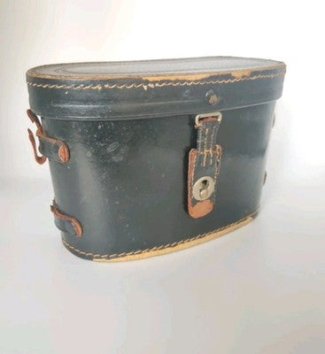 Vintage Leather Effect Compact Binoculars Hard Travel Storage Case