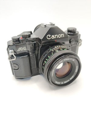 Vintage Canon A-1 35mm SLR Film Camera - Black W. 50mm F/1.8 Lens