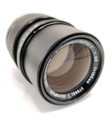 Vintage Olympus OM System E. Zuiko Auto-T 135mm f/3.5 Zoom Lens + Hood For 35mm Film SLR