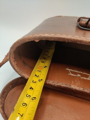 Vintage Brown Leather Binoculars Hard Travel Carry Case W. Strap