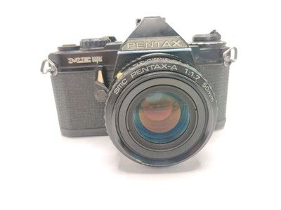 Vintage Pentax ME Super Black 35mm Film SLR Camera with SMC 50mm Lens