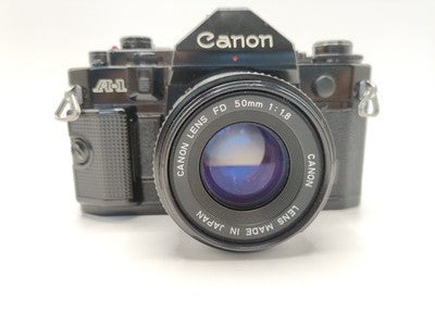 Vintage Canon A-1 35mm SLR Film Camera - Black W. 50mm F/1.8 Lens