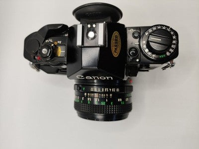 Vintage Canon A-1 35mm SLR Film Camera - Black W. 50mm F/1.8 Lens
