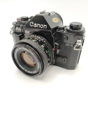 Vintage Canon A-1 35mm SLR Film Camera - Black W. 50mm F/1.8 Lens