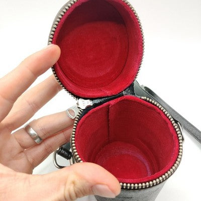 Vintage Semi Hard Leather Camera Lens Case 10cmx 6.5cm Internal