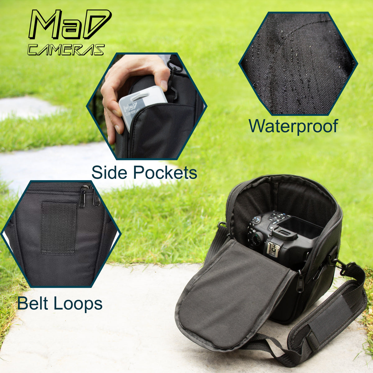 MaD Cameras Padded DSLR Camera Bag - Compact Shoulder Carry Case for Digital SLR image 3