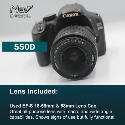 Canon EOS 550D 18.0MP Digital SLR Camera EF-S 18-55mm Lens + Bag Starter Kit