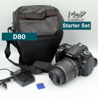 Nikon D80 Digital SLR Camera Starter Set Bundle Kit w/ 18-55mm Lens Bag & SD