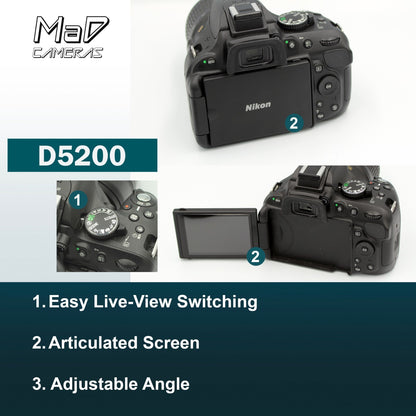 Nikon D5200 Digital SLR Camera Starter Set Bundle Kit w/ 18-55mm Lens Bag & SD