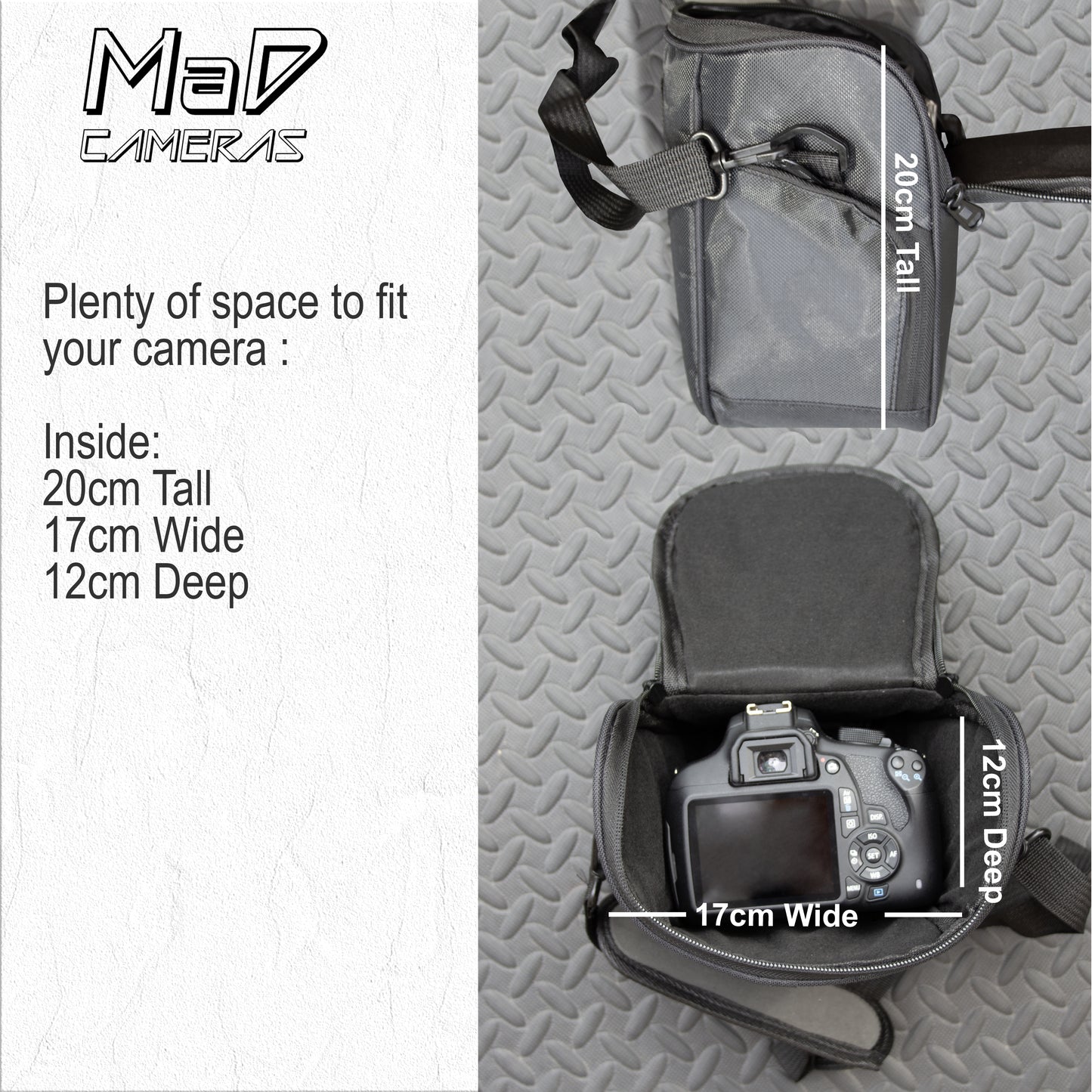 MaD Cameras Padded DSLR Camera Bag - Compact Shoulder Carry Case for Digital SLR image 2