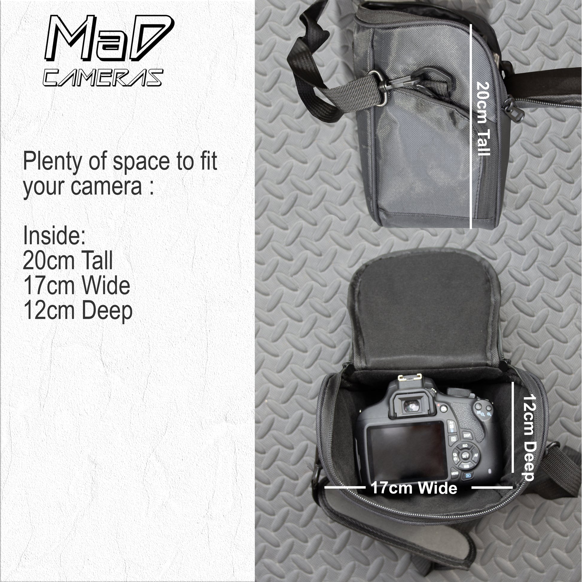 MaD Cameras Padded DSLR Camera Bag - Compact Shoulder Carry Case for Digital SLR image 2