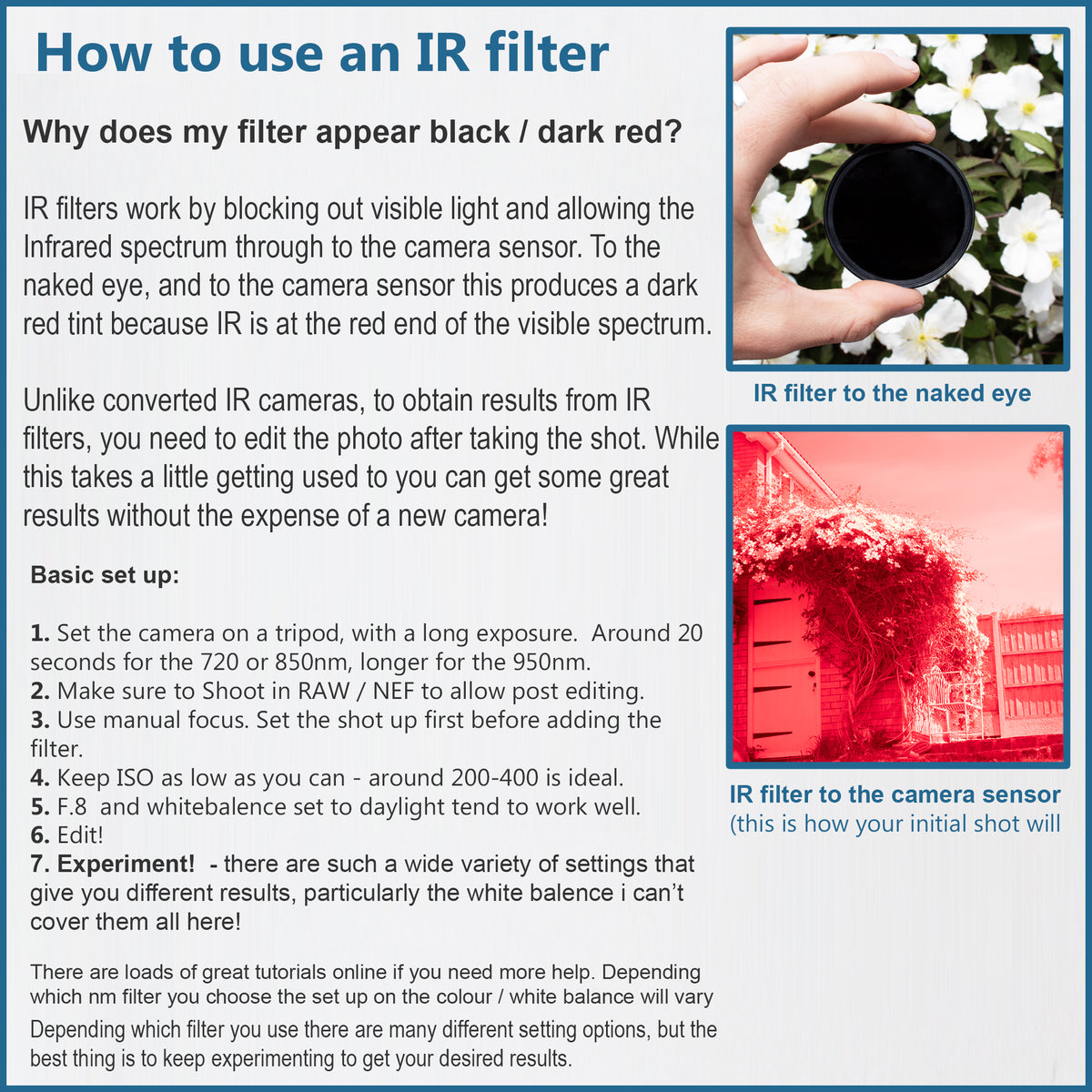 Infrared IR Camera Filters 720nm 850nm 950nm pass