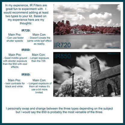 Infrared IR Camera Filters 720nm 850nm 950nm pass