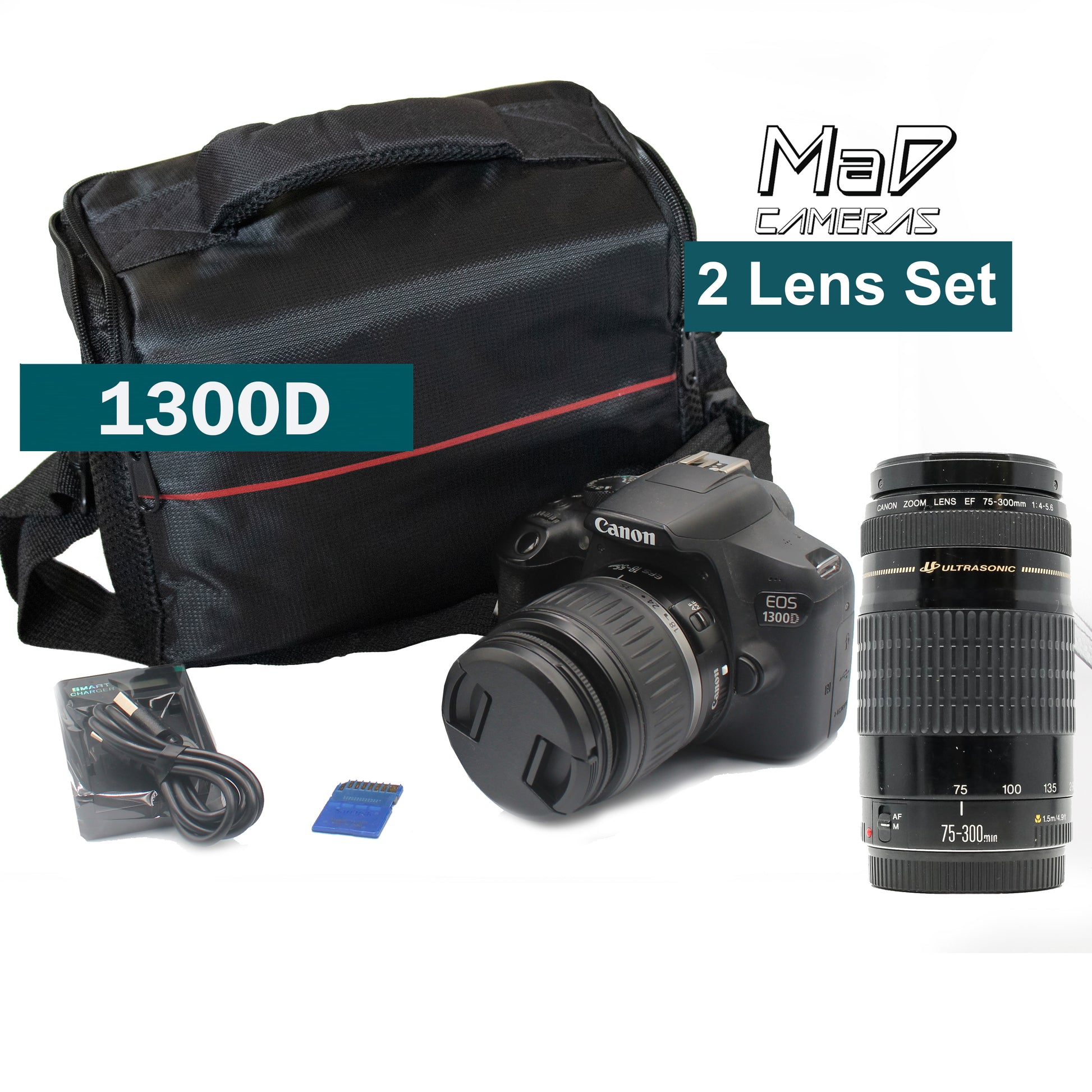 Canon EOS 1300D Digital SLR Starter Set Bundle + Long Lens image 0