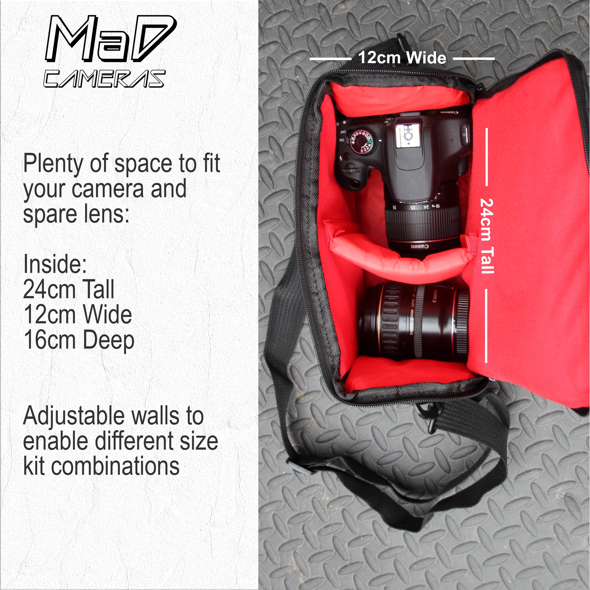 MaD Cameras Padded Adjustable Camera Shoulder Carry Bag Satchel for Digital SLR image 1