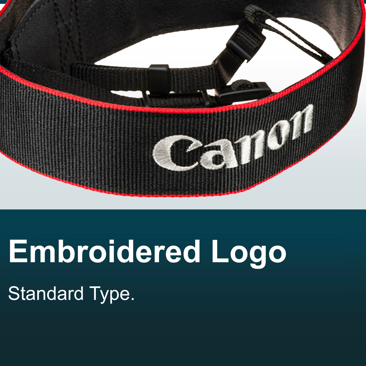 Canon EOS Camera Strap - Thick Type - Embroidered Logo Grey & Red