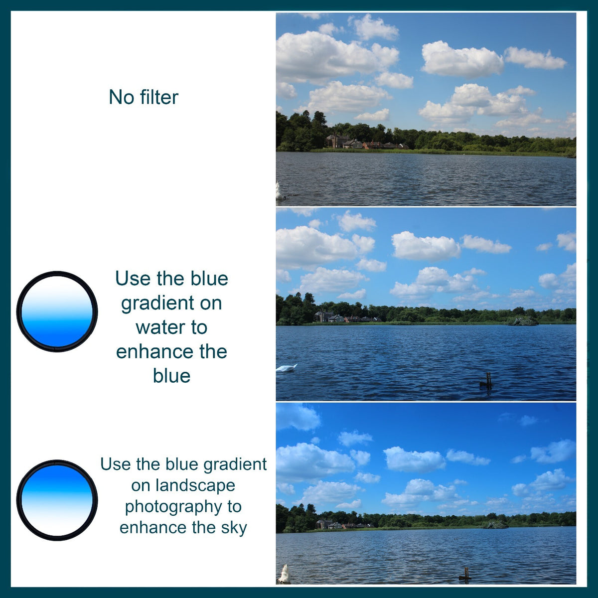 Graduated 1/2 Blue Camera Lens Filter