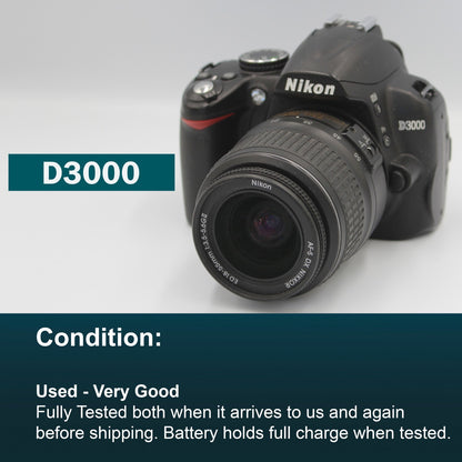 Nikon D3000 Digital SLR Camera Starter Kit Bundle - 18-55mm Lens Bag + SD