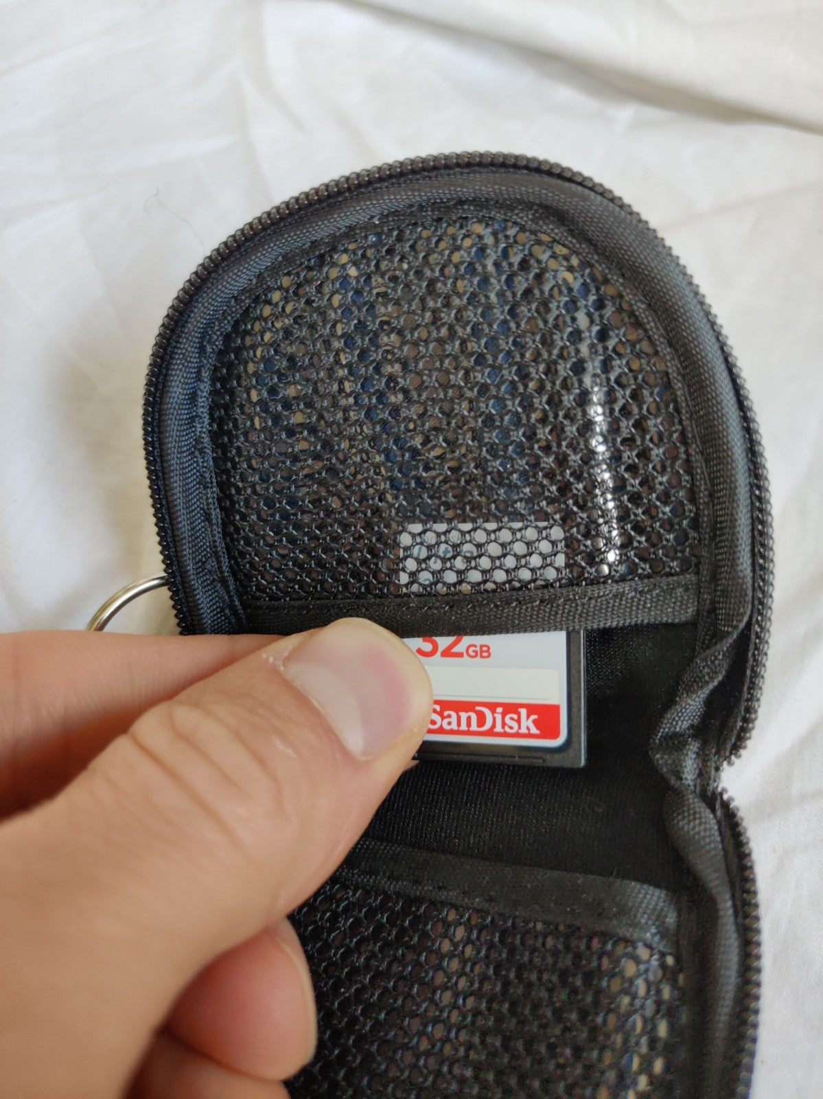 SanDisk Key Ring SD / CF Memory Card Pouch Holder Case Black Neoprene