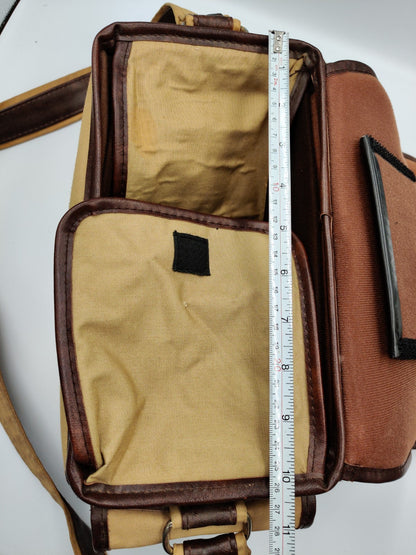 Vintage Canvas Canera Shoulder Bag Carry Case Satchel - Tan Brown