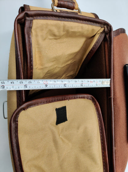 Vintage Canvas Canera Shoulder Bag Carry Case Satchel - Tan Brown