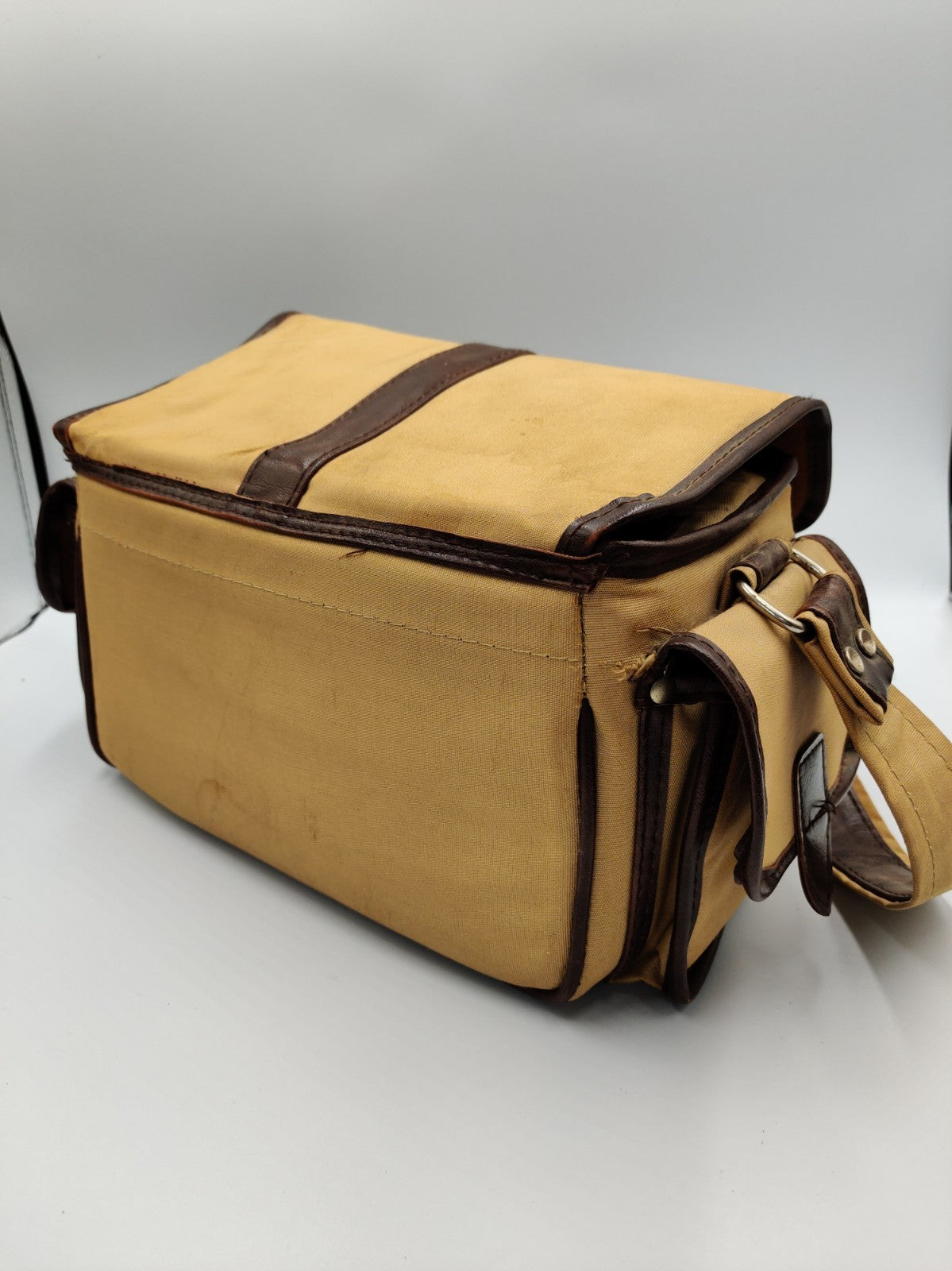 Vintage Canvas Canera Shoulder Bag Carry Case Satchel - Tan Brown